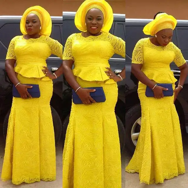 yellow aso ebi styles 2015